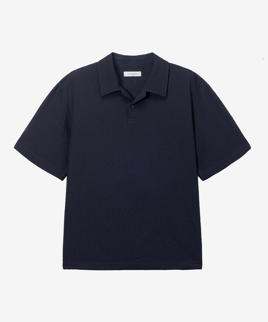 MINDBRIDGE [Air Cool] Two-Tone Seersker Pullover Semi-Overfit Short Sleeve Shirt - 2 Colors