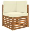 Corner Sofa Set with Cushions 6 pcs Natural and Cream Polyester