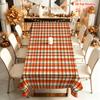 2D Flat 1pc-tablecloth, Orange, Beige, Green, and Black Interwoven Checkered Pattern Tablecloth, Suitable for Kitchen Table Decoration, Daily Use In R