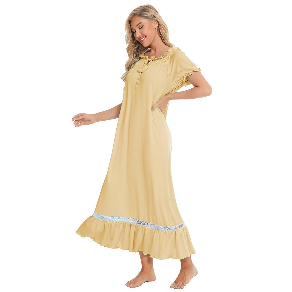 Pajamas for Women Short Sleeve Night Sleep Dress Comfy Loose Casual Lounge Wear Spring Summer Autumn Nightgowns