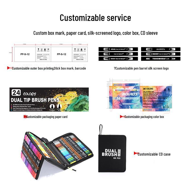 Набор двухсторонних акварельных ручек-линеров 168 цветов - Мягкий наконечник, Смываемые, Инструменты для рисования