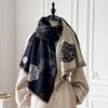 Women's Winter Faux Cashmere Scarf Thick Warm Patterned Flower Animal Print Travel Blanket Fashion Luxurious Accessory