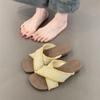 Vintage Thick-soled Wedged Woven Cross-strapped Slippers Outer Sandals Vacation Beach Cool Slippers