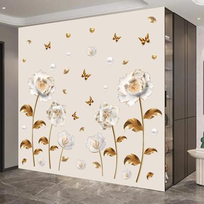 Креативная наклейка на стену в китайском стиле «Тюльпан», самоклеящаяся, элегантная наклейка с имитацией цветка для декора спальни, прикроватной тумбочки, фона для телевизора