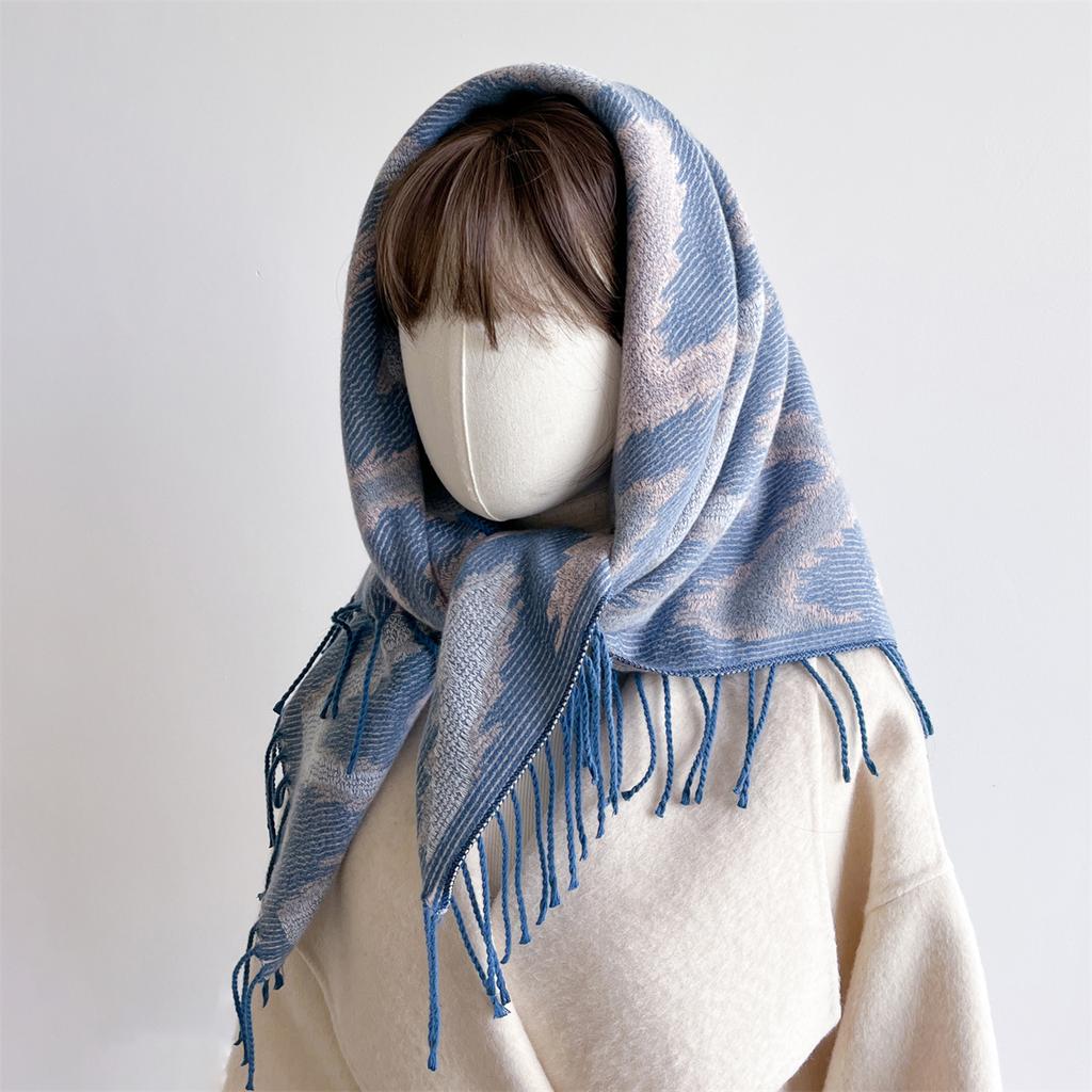 [T818] 96*96cm Square Women Jacquard Scarf Thick Imitation Cashmere Tassel Shawl Winter Warm Neck Hijab Wrap Pashmina Blanket