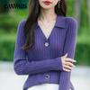 Autumn Women's Knitwear POLO Collar Cardigan Sweater Jacket