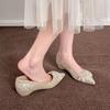Champagne Sequined Flat-bottomed Height-increasing Single Shoes 2025 Niche Crystal Bridal Shoes, Pregnant Women Can Wear Bridesmaids Pearl Wedding