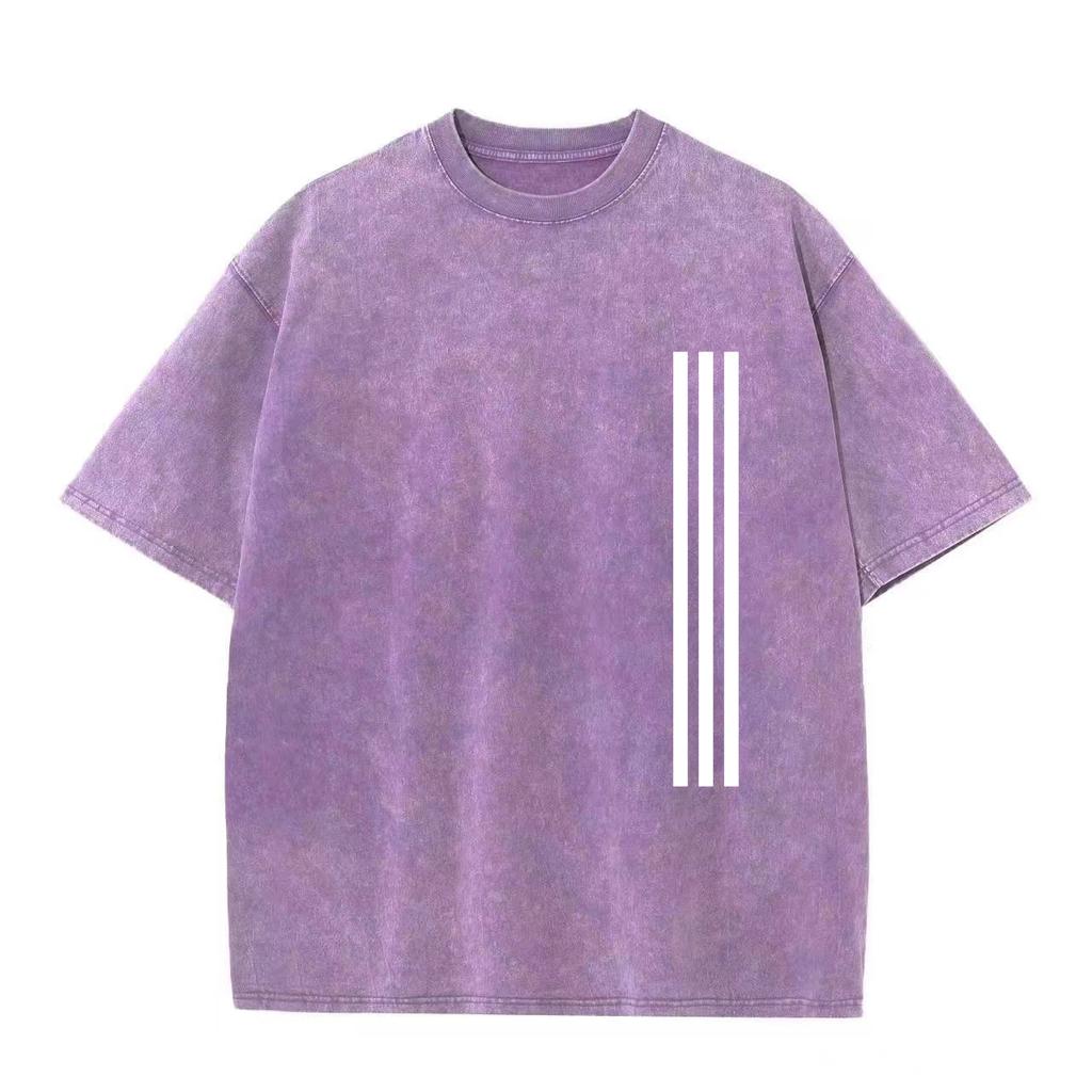 Ретро-стираемая винтажная футболка Высококачественные футболки Летняя свободная одежда с коротким рукавом Ретро-стираемая хлопковая свободная уличная одежда
