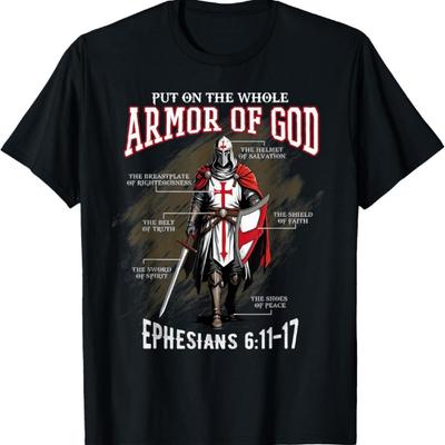 Полное всеоружие Божье Мужчины Женщины Дети Христианский стих из Библии Подарочная футболка