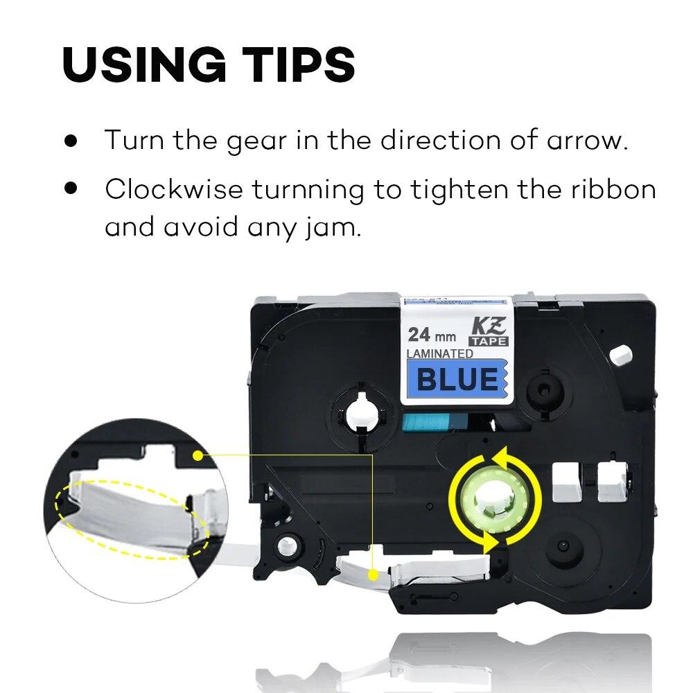 Yance 2PCS Label Tape Compatible for Brother P-touch TZe Tape 24mm Black On Blue TZe-551 TZe551 Labels for P Touch Label Printer