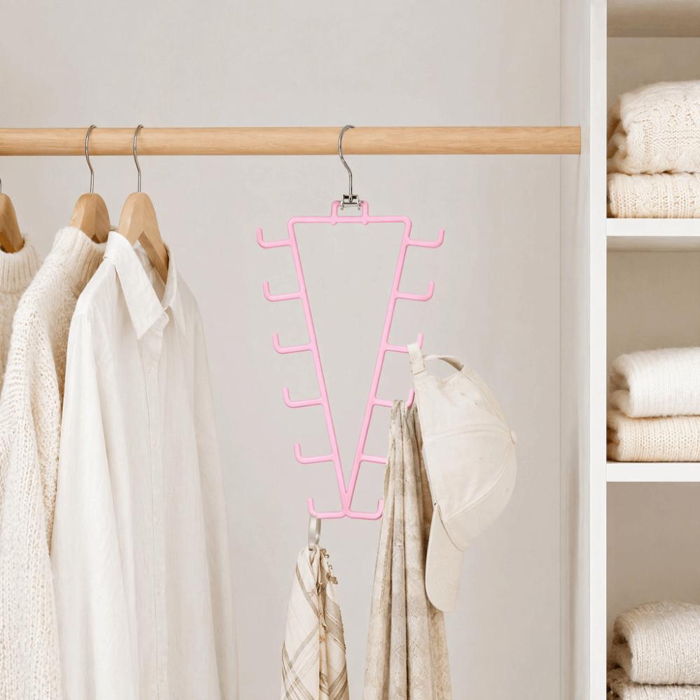 2Pcs 12 Hooks Metal V Shaped Hanger Rotatable Laundry Hanger Hat Storage Rack Scarf Hanging