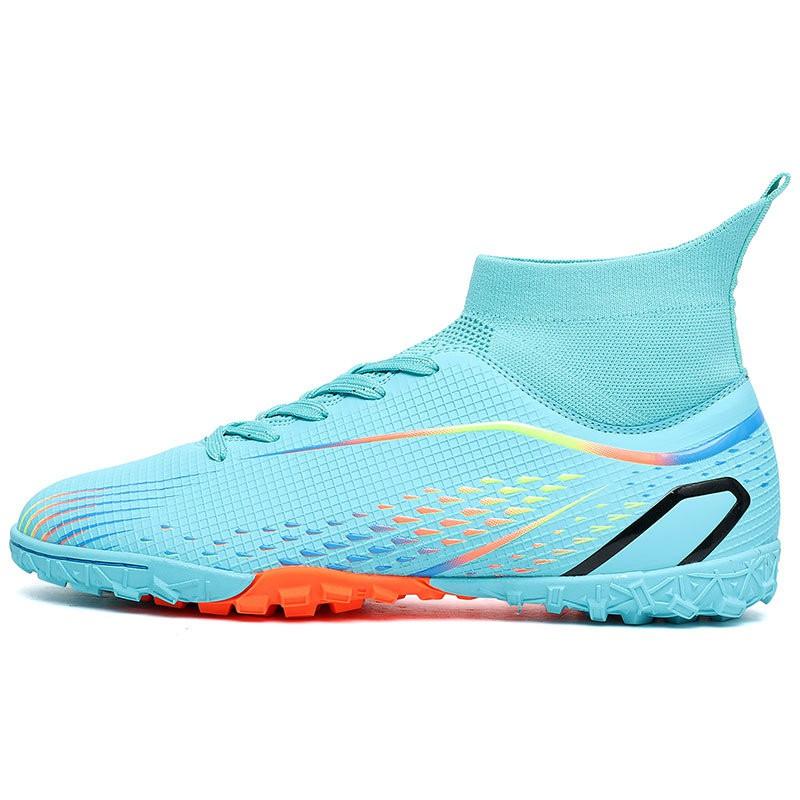 Mens Womens High-Cut Football Cleats Natural Artificial Turf Breathable Mesh Lining Rubber Outsole Long Molded Studs