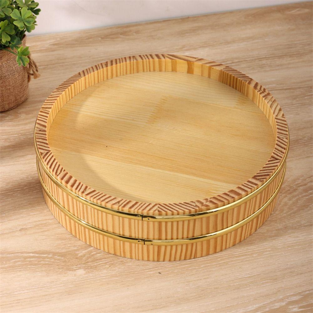 Reusable Rice Sushi Bowl Bucket Tub Rustic Round Tray Japanese Steamer Barrel Food Serving