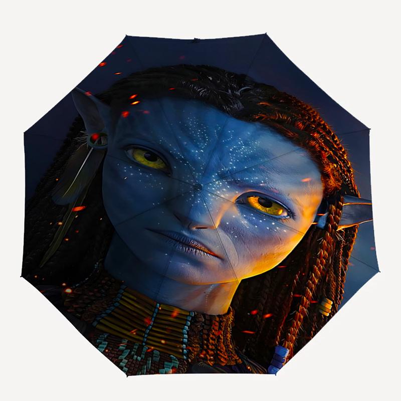 Avatar Inspired Blue Fairy Umbrella: Automatic Opening & Closing, Foldable Design, Outdoor Rain Protection for Fans and Travelers0150b