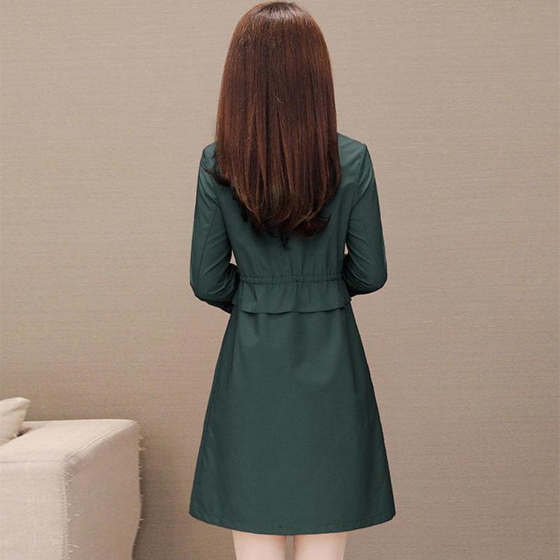 Spring and Autumn Windbreaker Mid-length Double Style Solid Color Slim-fitting Waist Large Size Slimming All-match Jacket Women