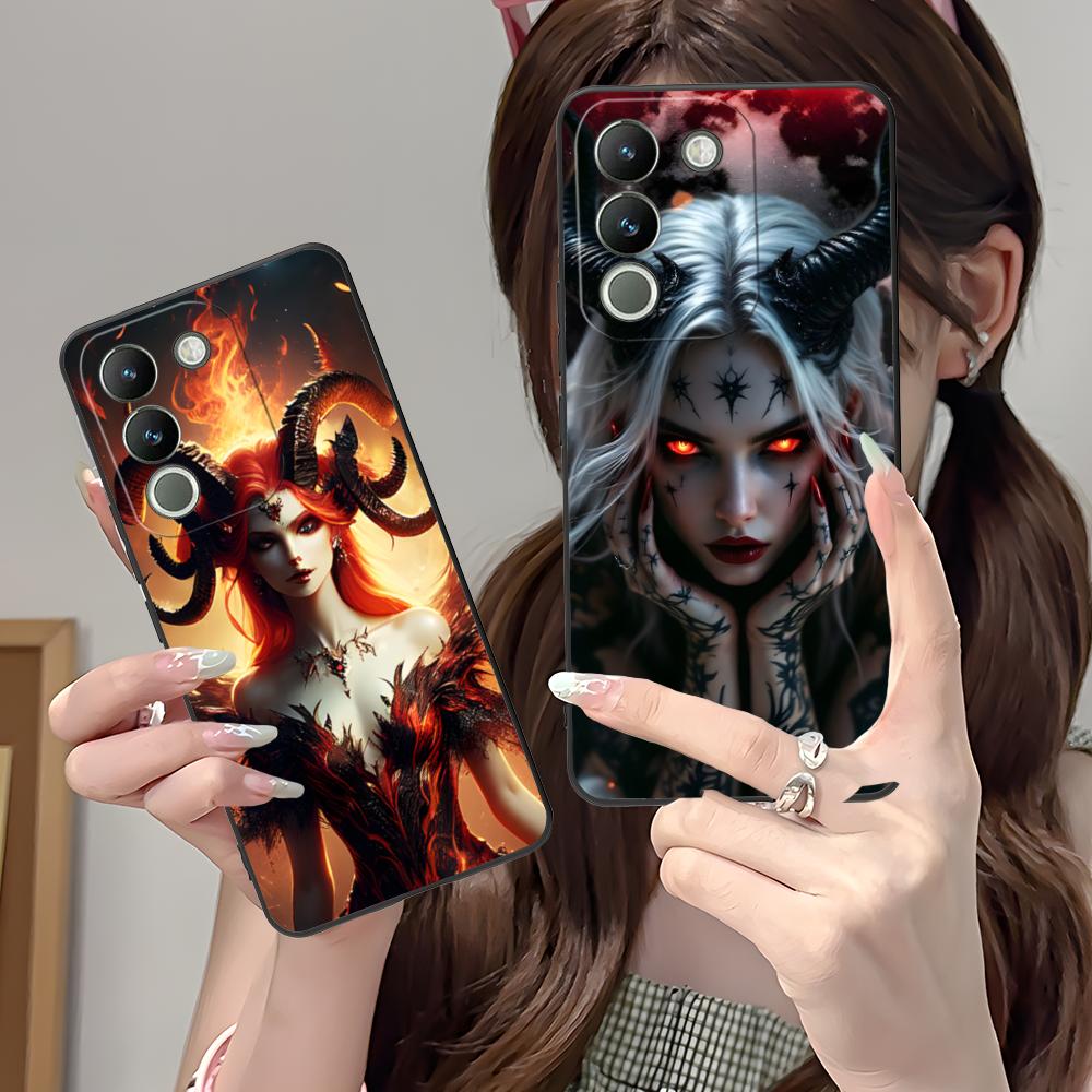 Dark Goddess Lilith Phone Case for VIVO Y77 76 75 74 73 72 58 56 55 51 50 38 36 Y19 Y18 Y03 Y01 5G Soft TPU Shockproof Cover