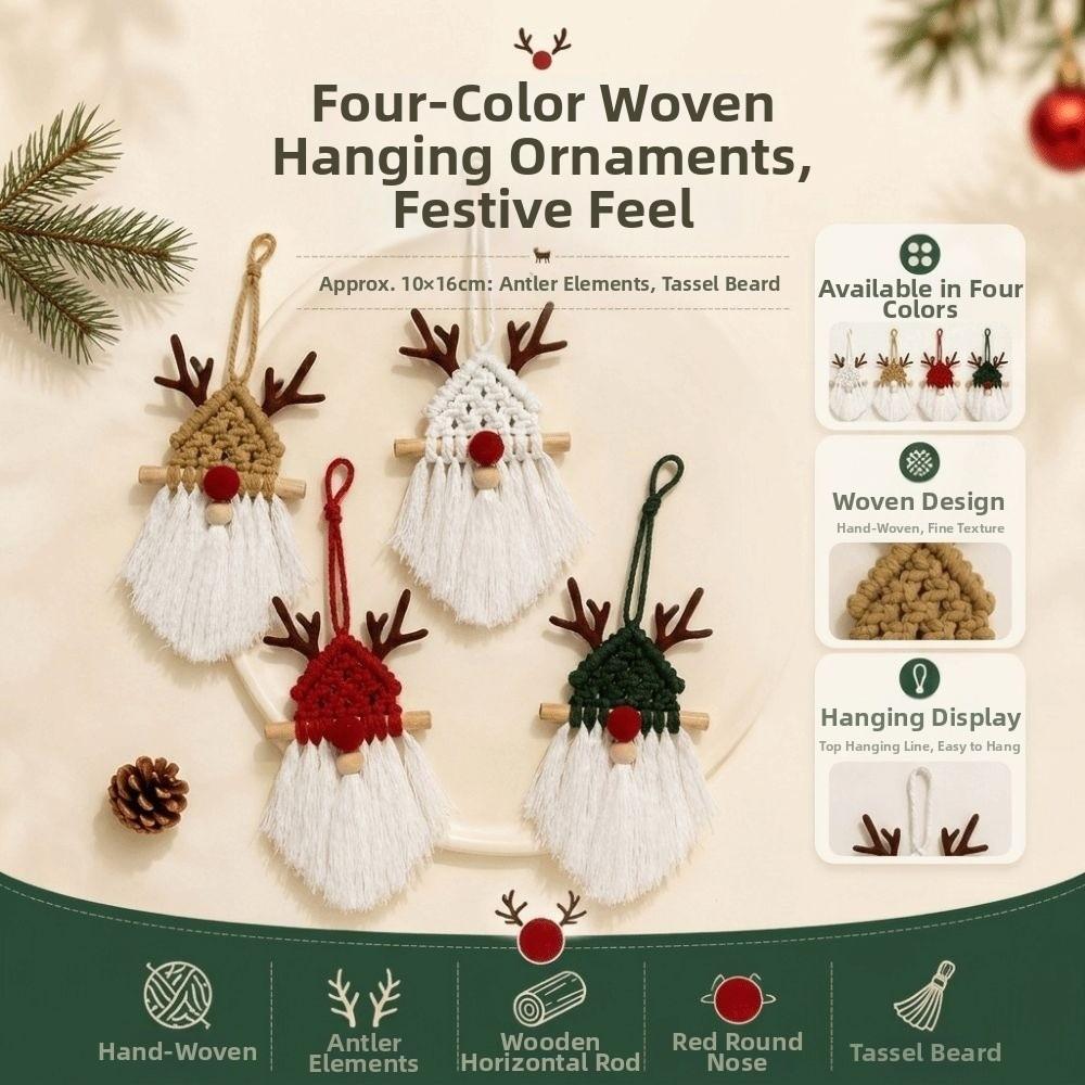 Faceless Old Man Faceless Man Pendant 10x16cm Macrame Reindeer Ornament Tassel Hanging Decor