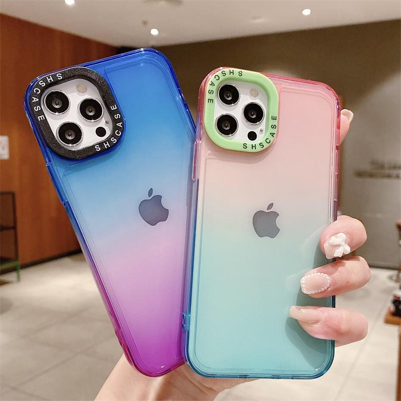 Противоударный прозрачный чехол для телефона с градиентом для Iphone 14 13 Pro Max 12 11 Pro Max Xr Xs X 14plus 13, прозрачный мягкий бампер, задняя крышка