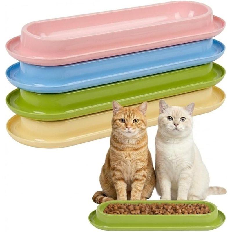 ABKP-Дом для нескольких кошек 4 шт. Длинные миски для корма для животных Большая вместимость Нескользящие Легко моющиеся Посуда для кормления в помещении и на улице