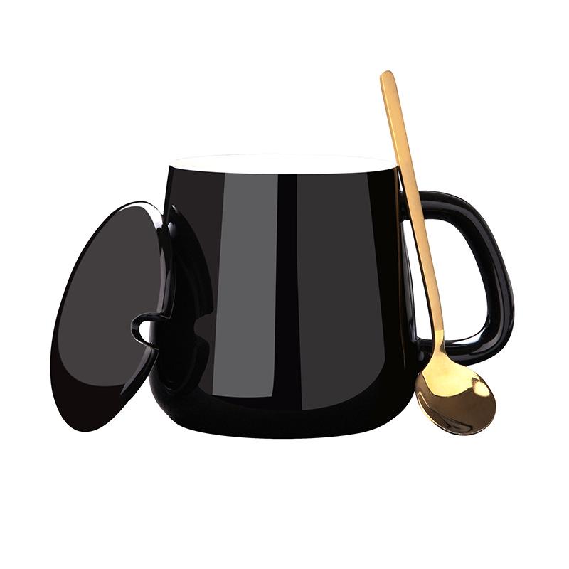 Персонализированная керамическая кружка для кофе с крышкой и ложкой - Праздничный дизайн для пар