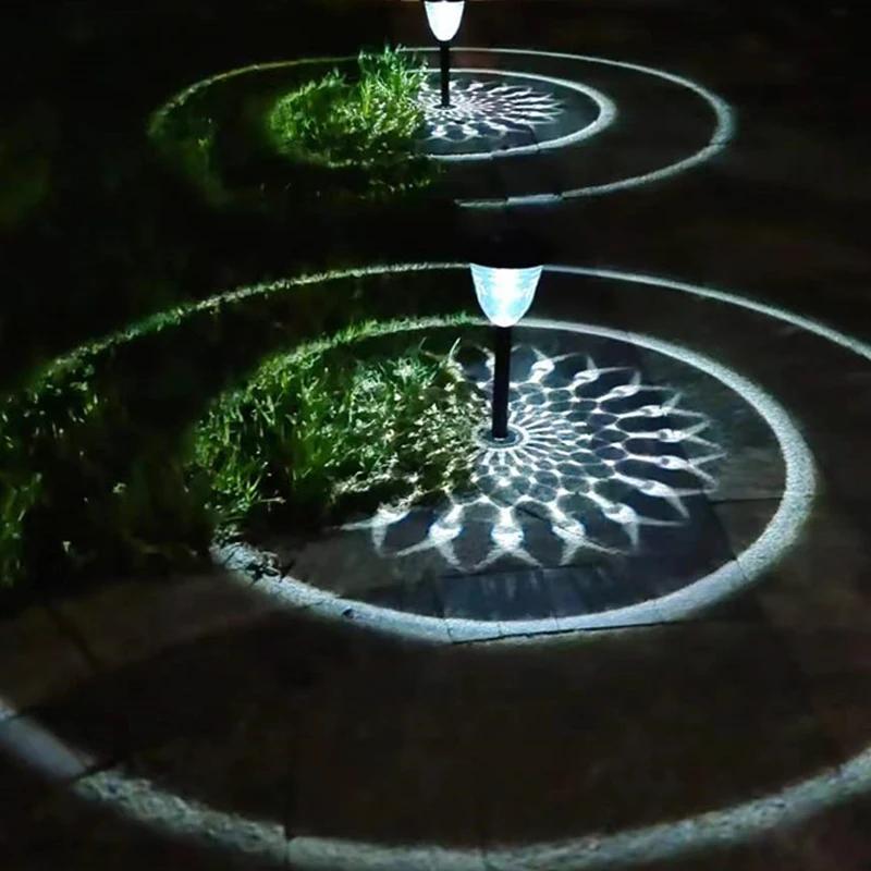 1-4Pack Solar Pathway Lights Outdoor Waterproof Round Circel Pattern On The Ground Light The Way for Yard Garden Path Walkway