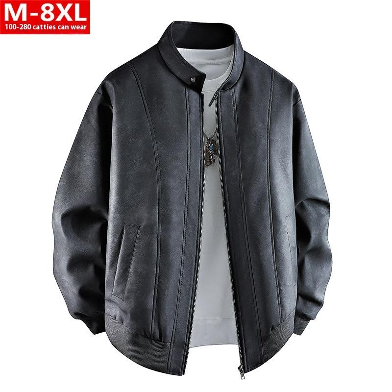 Уютная винтажная куртка из искусственной кожи Fat Plus Size Plus Fat Loose Casual Stand Wool Jacket Zip