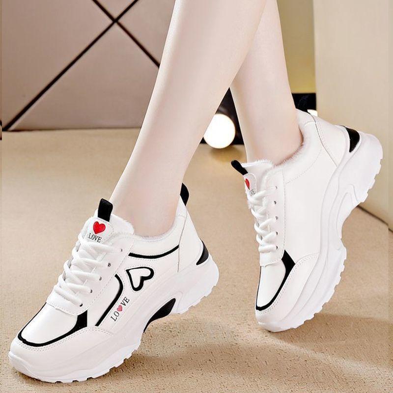 Women's Shoes 2025 New Trendy Cotton Shoes Women's Autumn and Winter Velvet Sports Shoes High-top Women's Shoes Student Korean Version Dad Shoes