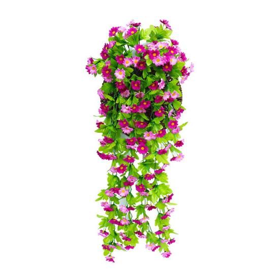 2Pcs Artificial Hanging Flowers Outdoor Vines with Eucalyptus Leaves Realistic Looking Vibrant Color Fake Plants UV Resistant Simulation Flowers