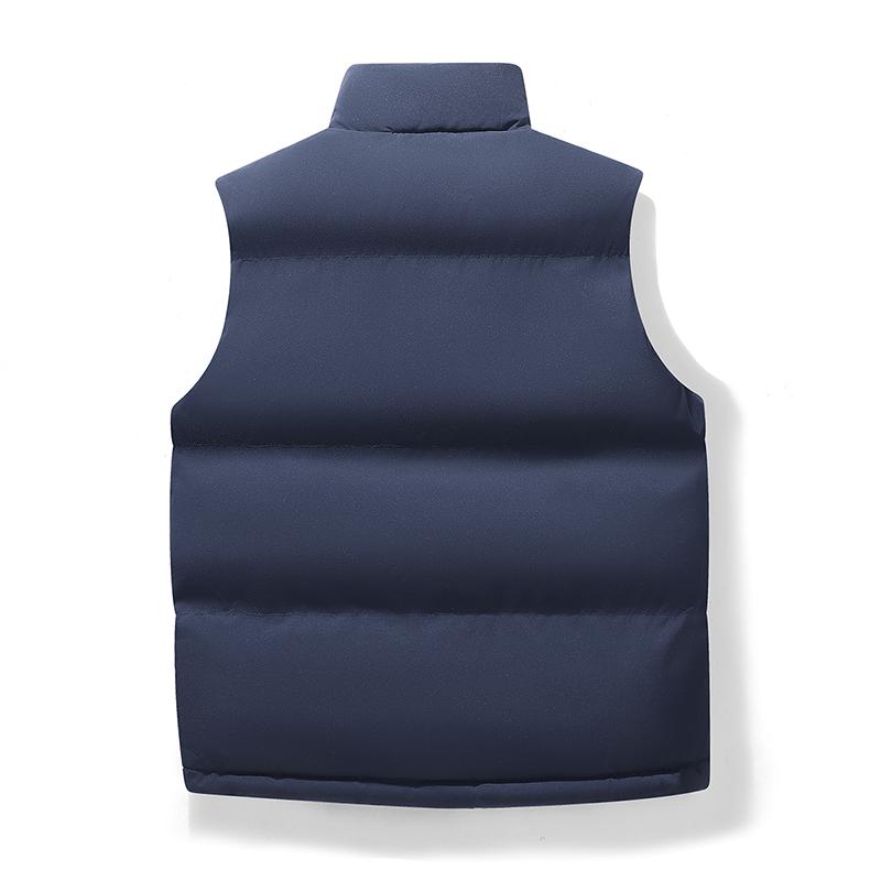 Осень Зима Мужской Теплый Жилет Повседневный Базовый Стиль Однотонный На Молнии Ветрозащитный Жилет Куртка Мужской Стильный Стойка Воротник Верхняя Одежда