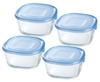 Heat Resistant Glass Storage Container Aqua Blue Square M 550ml X 4 Piece Pack & Microwave KBC3240HBL
