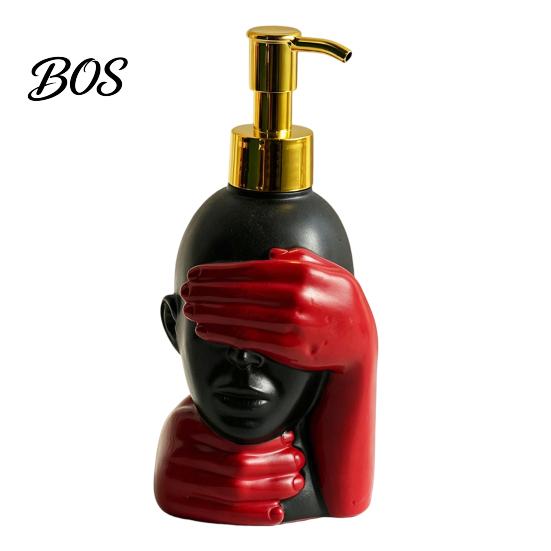 Bathroom Soap Pump 200ml Dispensing Bottle, Smooth Foaming Artistic Black Red Design Dispenser Large Capacity for Decor