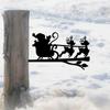Two Little Deers Pulling Sleds On Branch Iron Art Silhouette - Home Garden Yard Patio Outdoor Decoration for Christmas