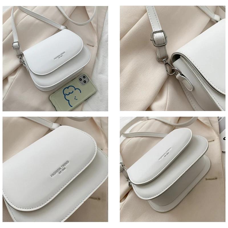 Сумка на плечо-седло, женская сумка через плечо из искусственной кожи, простая однотонная сумка с клапаном, сумка