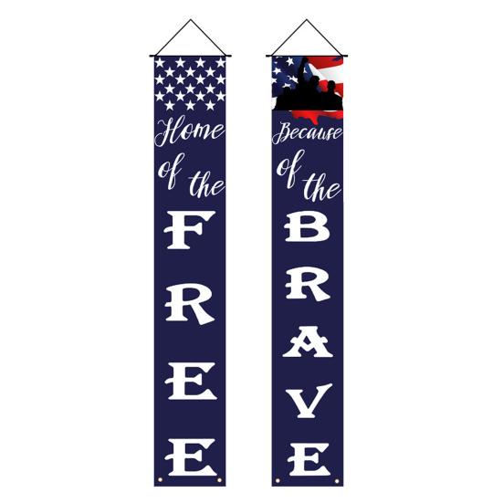 4th of July Patriotic Door Banners Outdoor Patriotic American Flag Hanging Porch Sign for Independence Day Memorial Day Decor