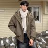 Мужская зимняя винтажная утепленная куртка-бомбер с воротником из искусственного меха, хлопковое пальто с подкладкой из флиса, уличная мода