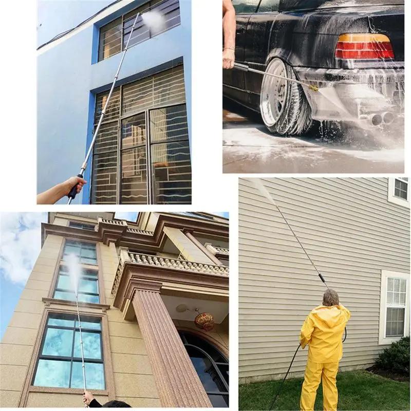 Набор водяных пистолетов высокого давления: Телескопическая трубка 4000 PSI, профессиональный инструмент для уборки с 10 удлинителями из нержавеющей стали