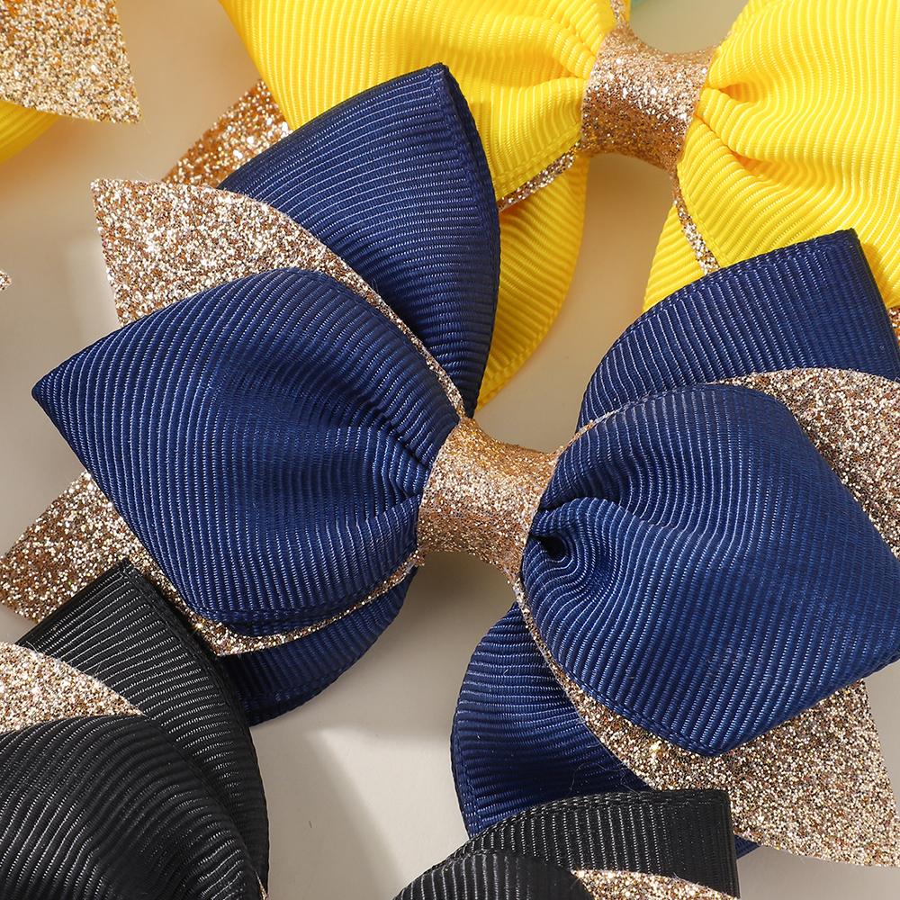 8pcs/set Kids Dovetail Bow Hair Clips for Women Girls Handmade Glitter Bowknote Hairpins Daily New Year Hair Accessories