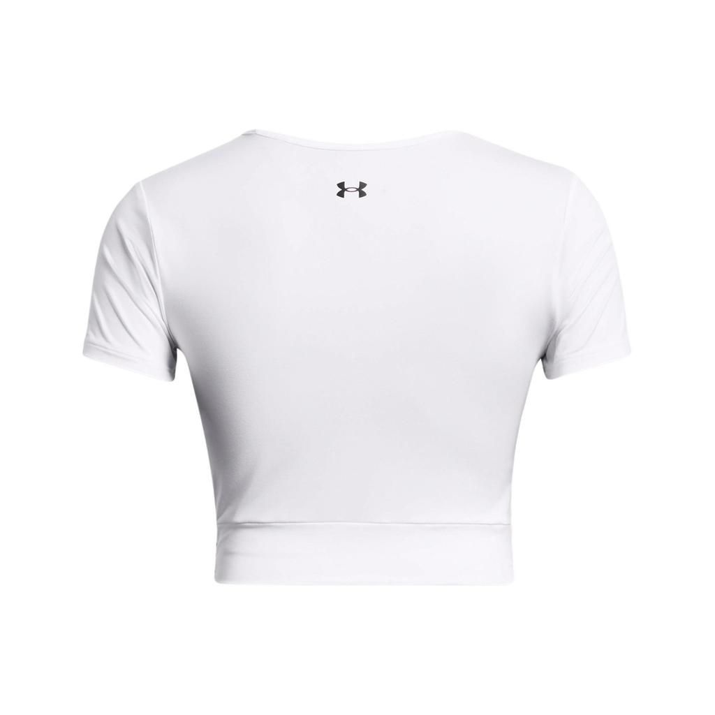 Under Armour Футболка Ua Motion Crossover Solid Logo Knot Design с круглым вырезом и коротким рукавом, женские топы, белый цвет 1383647-100