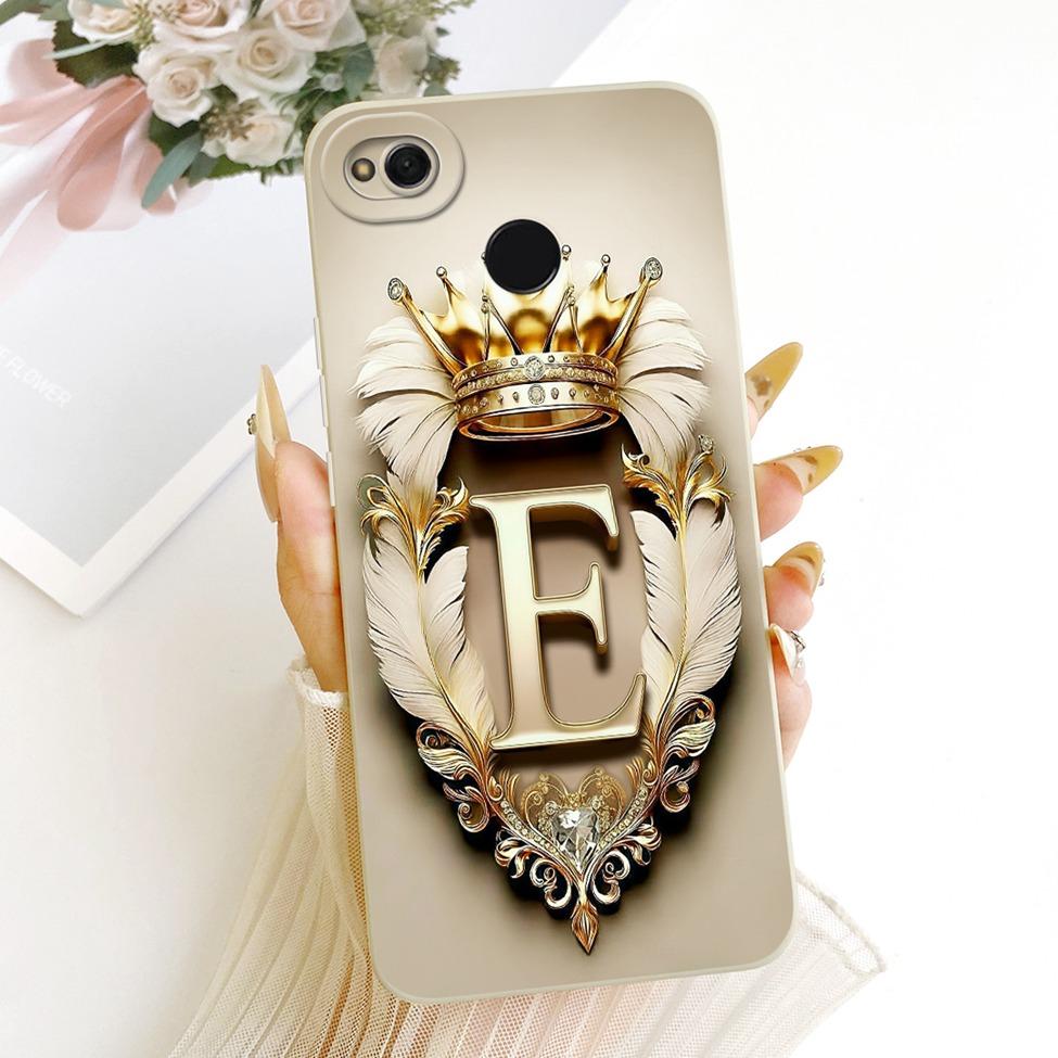 Phone Case For Redmi 4x Cover Luxury A-Z Letters Fashion Crown 2D Painted Silicone Bumper For Xiaomi Redmi 4x Casing