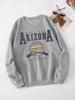 Women'S Print Thermal Lined Crew Neck Loose Pullover Long
