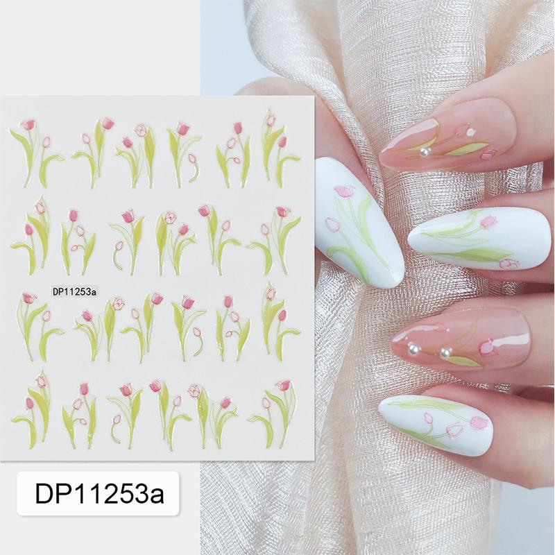 3D Nail Art Decals Summer Petals Florals Colorful Flowers Adhesive Sliders Nail Stickers Decoration For Manicure