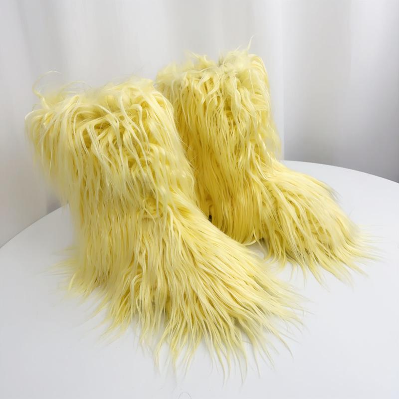 IPPEUM Зимние меховые сапоги 2025 Сапоги до колена для женщин Сапоги выше колена Плюшевые длинные сапоги