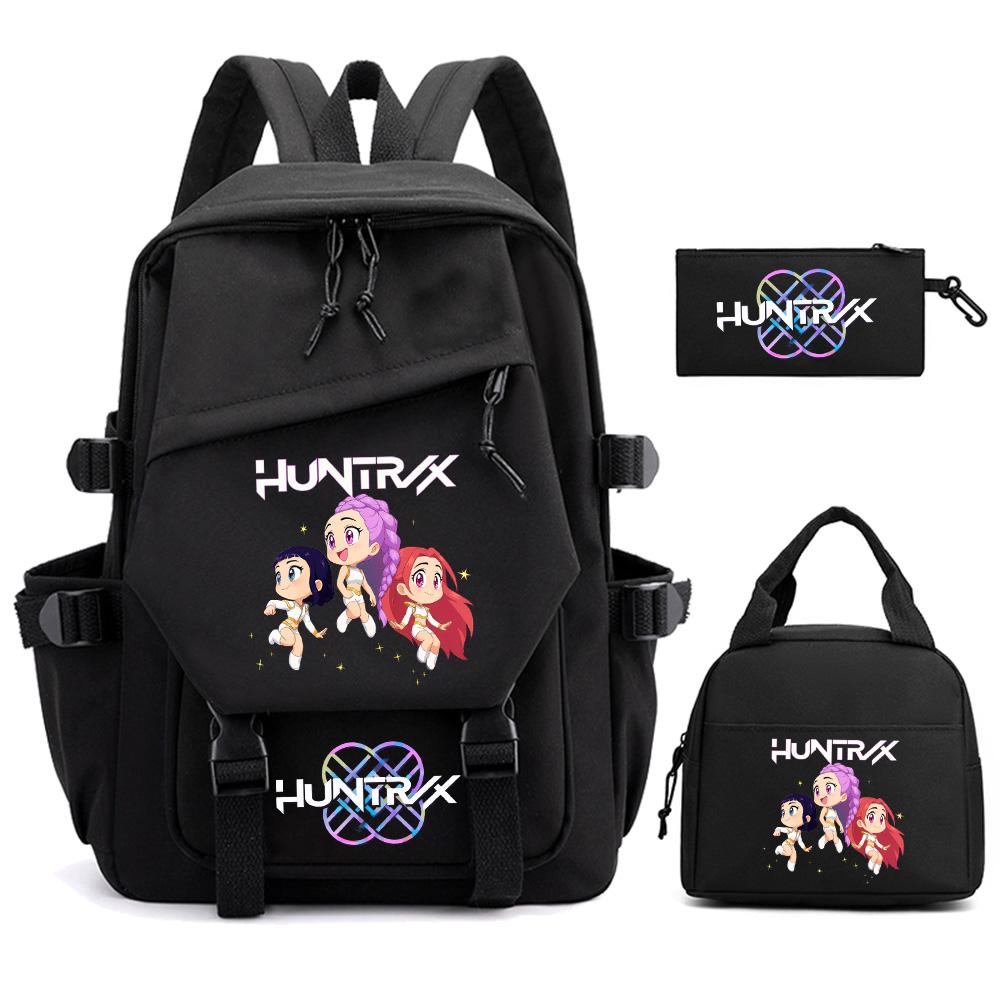 3Pcs/set Anime Cartoon K-Pop Demon Hunters Printed Backpack for Teenger Children Student Schoolbag Girl Women Large Capacity Waterproof Travel Bag