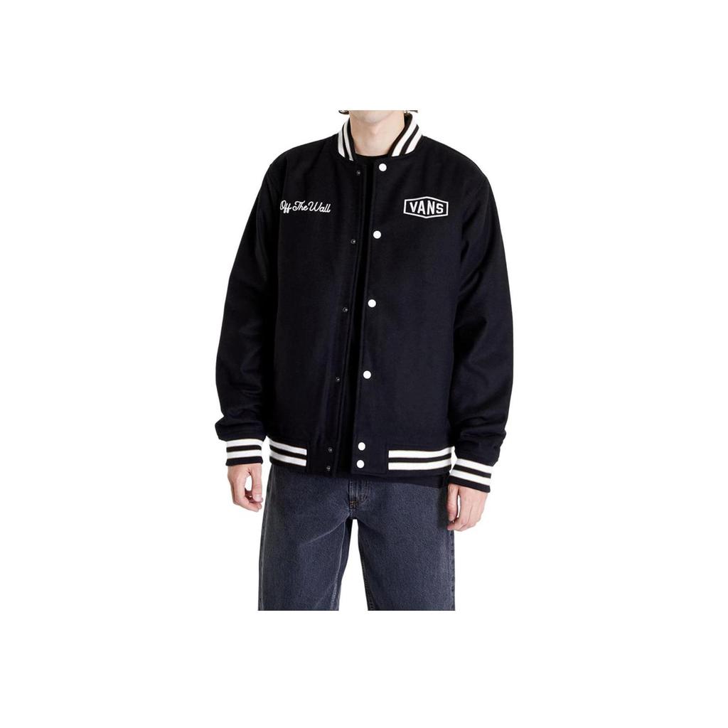 Vans FW22 Logo Embroidered Single-Breasted Long-Sleeve Jacket Men Outerwear Black VN0A7S92BLK