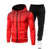 New European & American Polka Dot Print Zipper Hoodie & Sweatpants Set with Velvet for Men & Women.