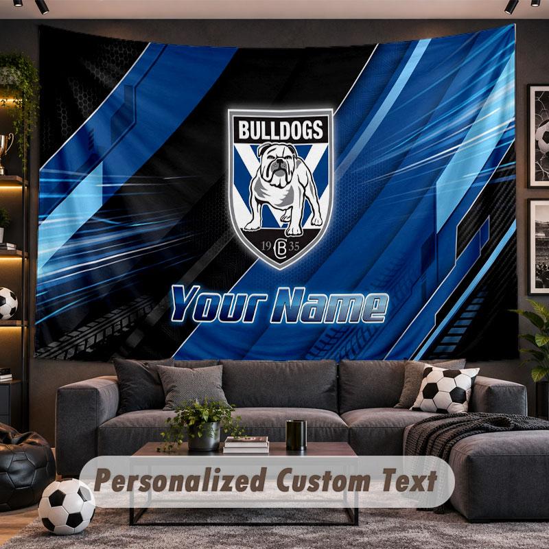 Wall Hanging Tapestry Custom NameCanterbury-Bankstown Bulldogs Pattern Personalized Printed Fabric Wall Decor