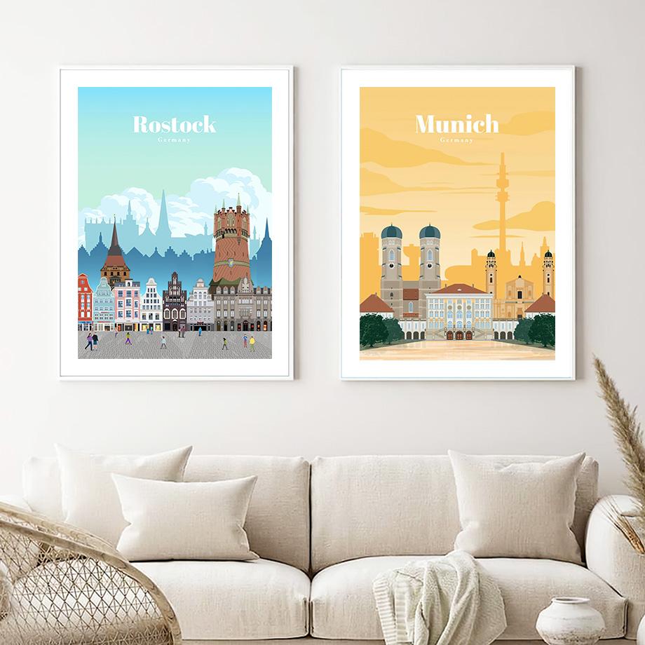 Настенная картина на холсте Берлин Германия путешествия карта города плакаты на скандинавскую тему и принты украшения дома настенные панно для гостиной