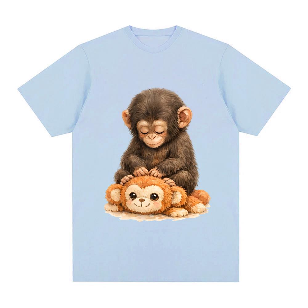 Футболка Punch Monkey с принтом японской макаки Высококачественная футболка Модная Кавайная 100% Хлопок Женская/Мужская Camisetas