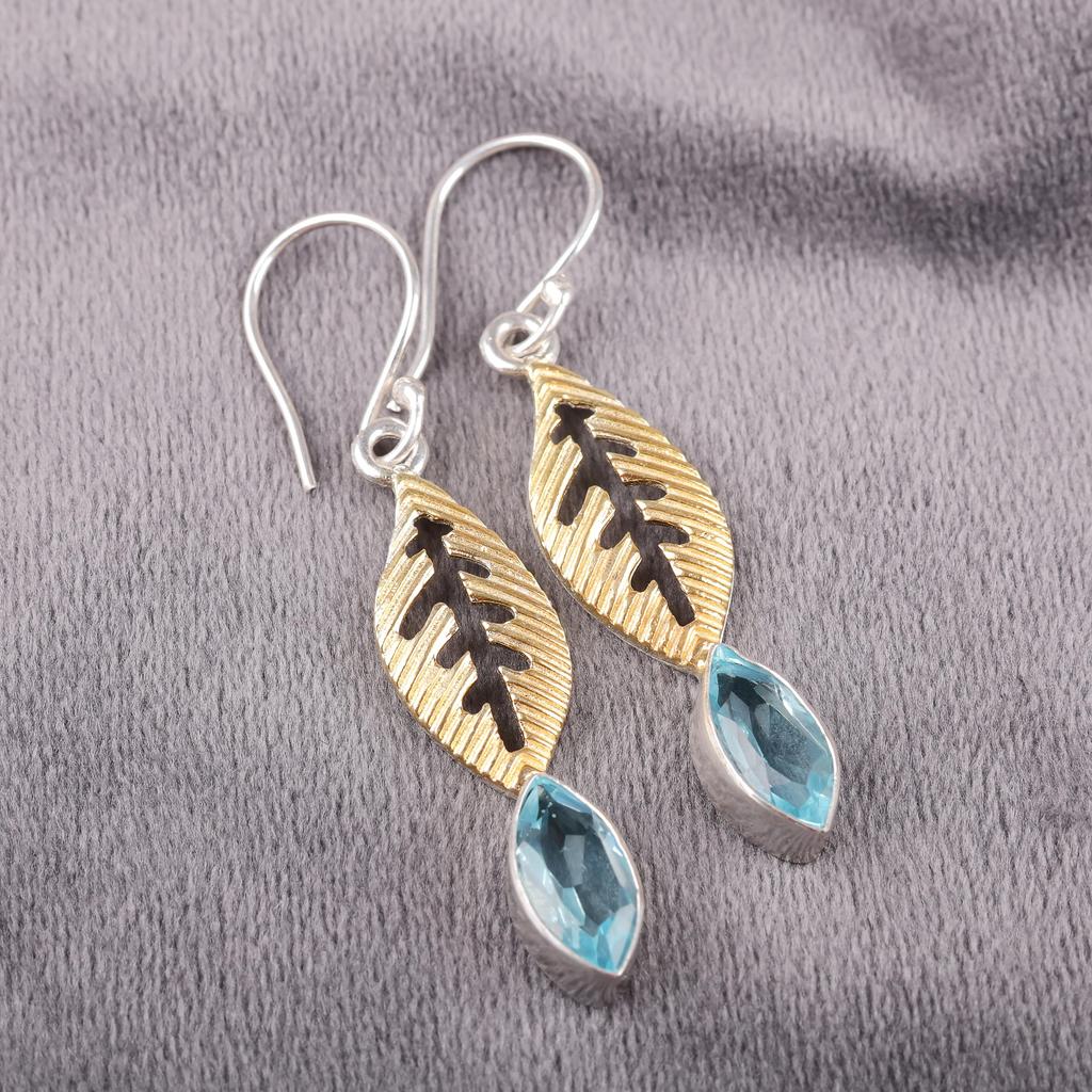 Sky Blue Topaz Gemstone Earring, Handmade Gorgeous Jewelry, 925 Sterling Silver Jewelry, Everyday Earring For Wedding Gift