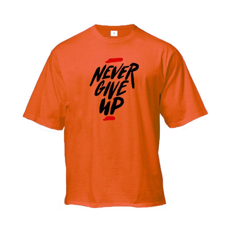 Muscleguys Никогда не сдавайся Принтованная мужская свободная футболка для бега Летняя быстросохнущая одежда для тренажерного зала и фитнеса Бодибилдинг Спортивная футболка с коротким рукавом